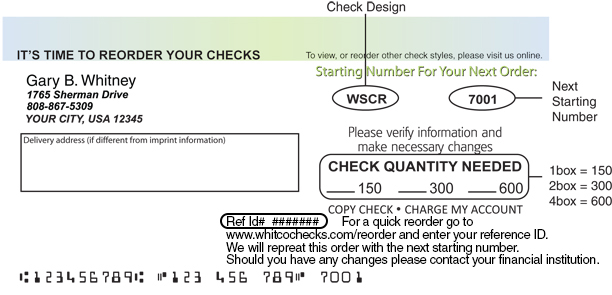 Whit-Co Checks: Place Your Order